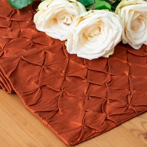 Rust Table Runner, TextuRust Pinch Pleat, For Kitchen, Dining, Round Table