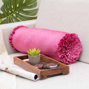 JUNZAN Footprint Pink Knee Bolster Pillow for Legs Neck Roll Pillow Form  Round Pillow Cases for Cylindrical Pillow Covers with Zipper Pillows – Yaxa  Colombia