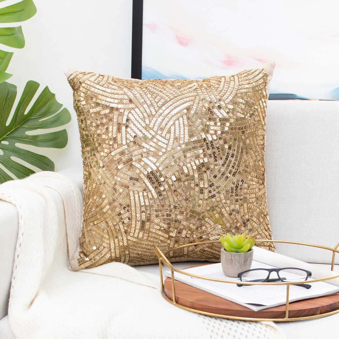 Gold Throw Pillow Cover, Luxurious, Elegant , Decorative Pillow Cover