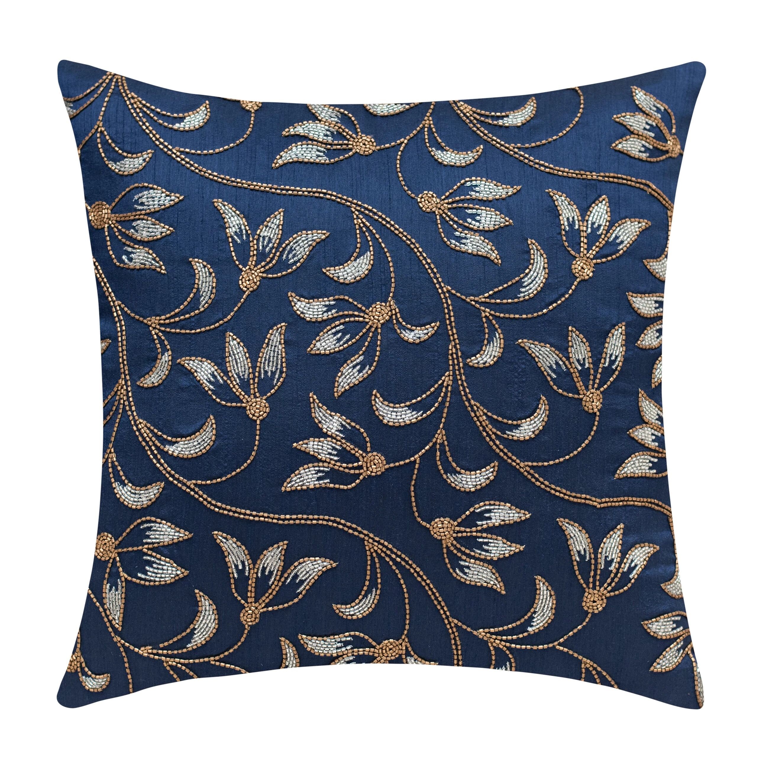 Dark Blue Gold Throw Pillow Cover Luxurious Elegant Etsy