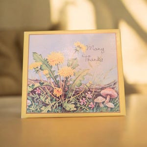 Belles cartes de remerciement vintage des années 1960 / Fabriquées au Canada / Cartes vintage / Notes de remerciement floral champignon Regal voeux et cadeaux limités