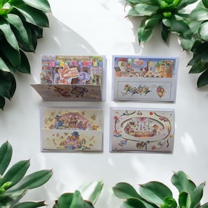 1980s vintage pop up birthday cards / Made by glory moon / Vintage cards / 4 Assorted cards cute 1980s designs