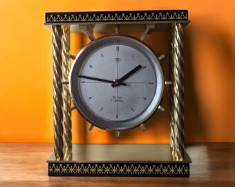 Vintage 30 Days 7 Jewels Desk Clock / Wind up Clock / Desk