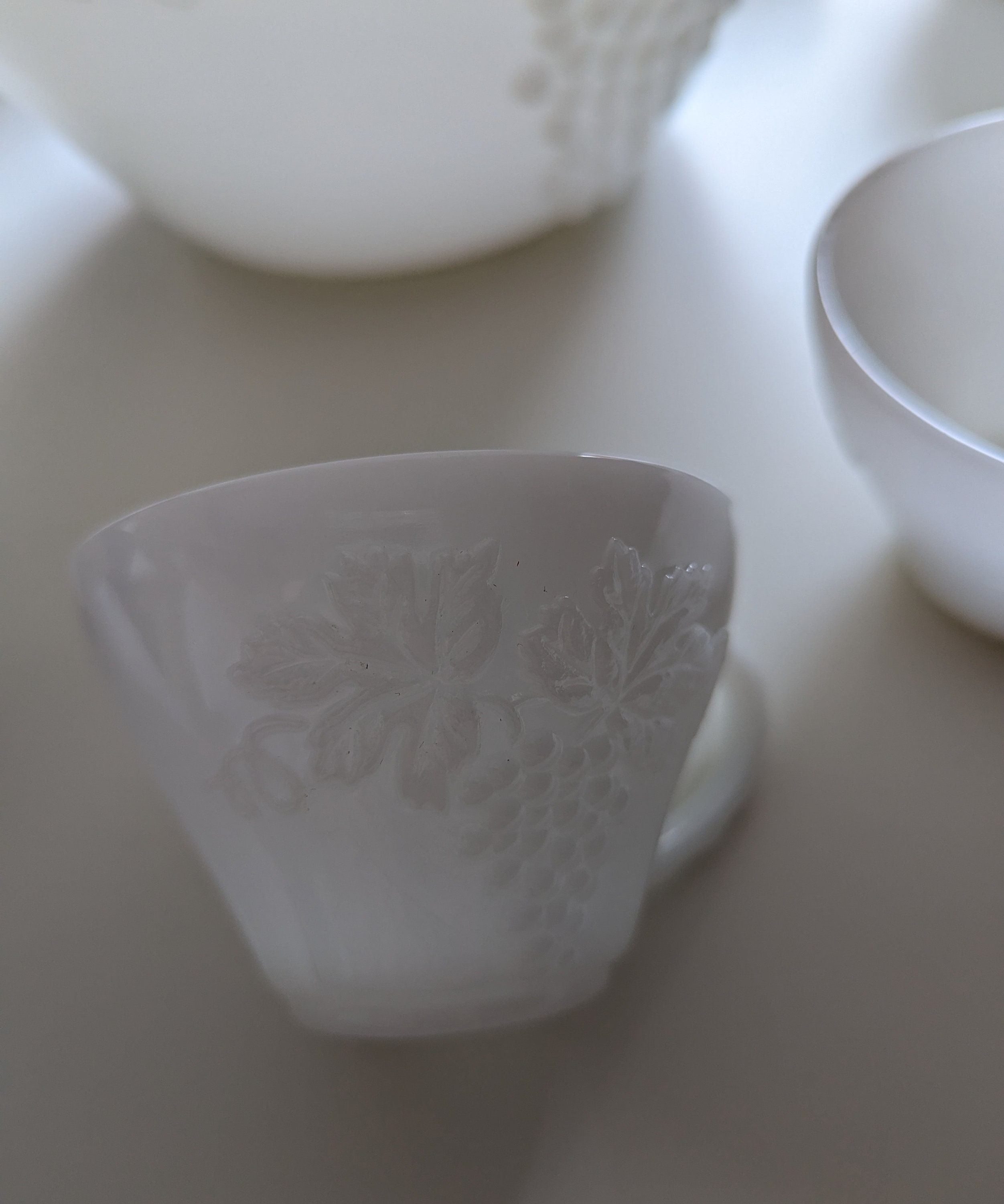 Vintage Milk Glass Punch Bowl / Grape Design / Vintage Punch Etsy