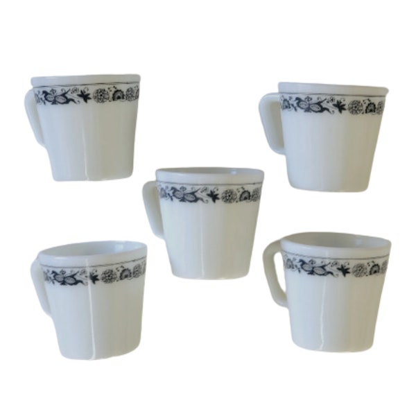 Lot de 5 tasses en verre de lait bleu vieille ville en pyrex vintage marquée 1410 fabriquées aux États-Unis / pyrex vintage / tasses en pyrex vintage / vieille ville / verre de lait