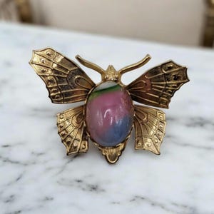 Vintage butterfly pin / Gold tone butterfly / Vintage brooch / Butterfly
