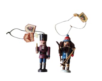 Kathe Wohlfahrt Holiday ornaments / Set of 2 / Nutcracker Holiday wooden Christmas Tree Ornaments