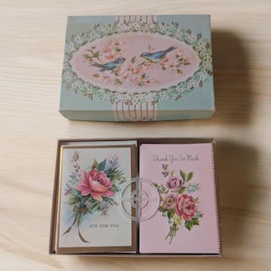 Cartes-cadeaux et de remerciement des années 1960 / Fabriquées au Canada / Cartes vintage / Cartes de remerciement miniatures avec enveloppes dans leur boîte d'origine
