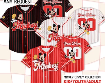 Custom Mickey Mouse Baseball Jersey, Disneyland Matching Outfit
