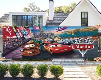 Custom Disney Cars Movie Birthday Backdrop, Cars Birthday Banner, Cars Birthday Decoration, Cars Birthday Party, Cars Party Decor