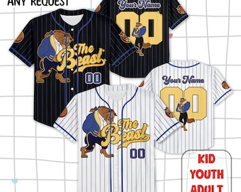 Custom Disney Beauty and the Beast Prince Simple Stripe, Custom Disney Game Day Kid Adult Jersey, Baseball Fan Gifts, Disney Princess Shirts