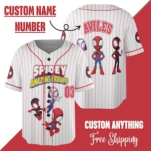 Personalized Spider-Themed Birthday Shirt, Disney Amazing Spider Man Disney Baseball Jersey, Birthday Gift Family, Spiderman Spidey Birthday