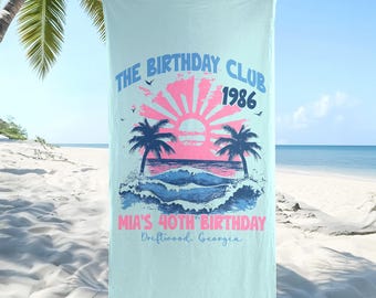 Custom Birthday Beach Towel, Personalized Birthday Beach Towel, Custom Pool Party Beach Towel, Girls Beach Towel, Personalized Birthday Gift