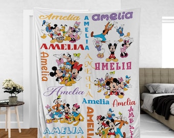 Personalized Mickey & friends Disney character blanket, Toy Story Princess Blanket, Disney blanket, Birthday Girl Boy gift blanket