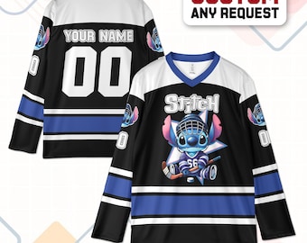 Personalize Vintage Disney Cute Stitch, Custom Stitch 2026 Ice Hockey Jersey Team Sports Disneyland Family Vacation Birthday Gift For Fans