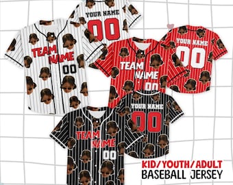 Personalized Team Name & Number, Father's Day Mother's Day gifts, Custom Pinstripe Baseball Jersey Shirt Face Birthday, Bachelorette Party