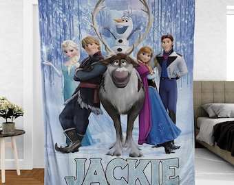 Personalized Frozen Elsa Queen Fleece Blanket, Elsa Queen Blanket, Frozen Blanket, Frozen Movie Blanket, Custom Name Elsa Blanket
