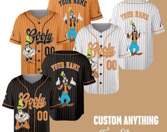Camiseta personalizada de Goofy de Disney, camiseta de béisbol personalizada para niños, jóvenes y adultos, viaje familiar a Disneyland por cumpleaños de Disney, camiseta de Goofy de Disney para perro