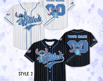 Personalized Disney Stitch Baseball Jersey, Custom Kid Youth Adult Lilo and Stitch Baseball Shirt, Disneyland Trip Outfit, Birthday Gift