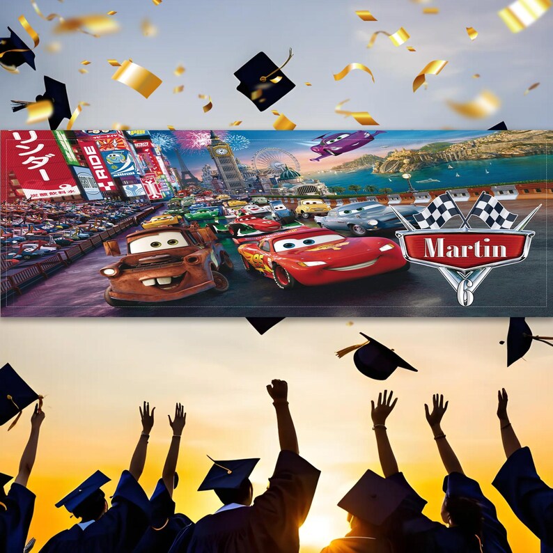 Custom Disney Cars Movie Birthday Backdrop, Cars Birthday Banner, Cars ...