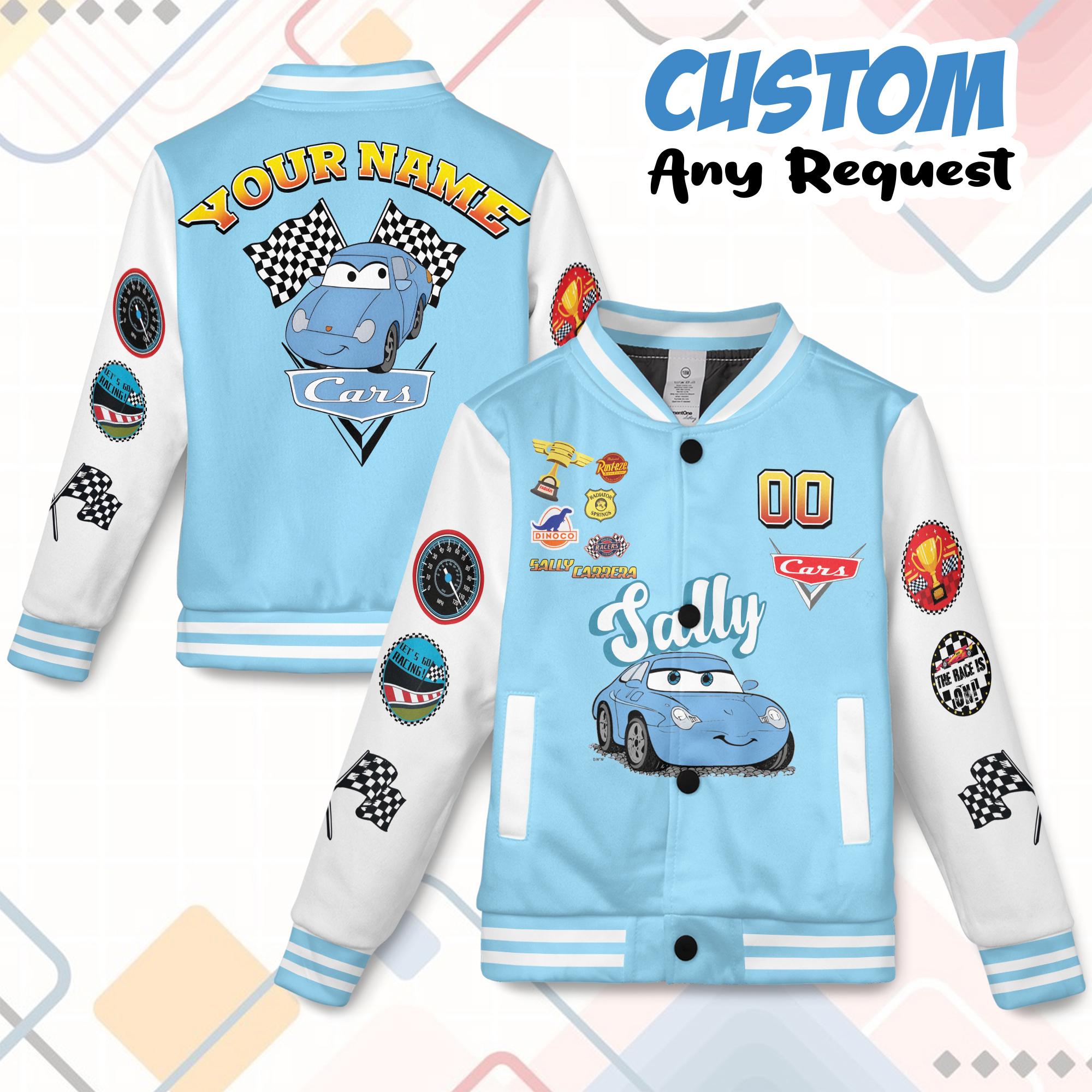 Discover Custom Sally Disney Car Characters Collection Kids Youth Baseball Jacket, Car Varsity Baseball Jacket, Disneyland MCqueen Jacket