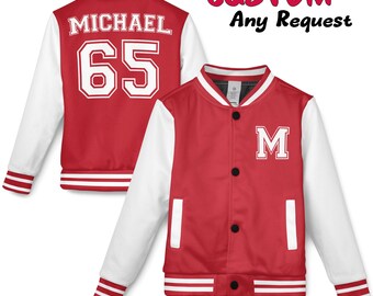Personalised Kids Varsity Jacket | Initial | Name | College Baseball Style | Boys | Girls | Children | Toddler | Baby | Blue