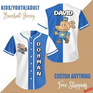 Personalized Dogman Birthday Shirt, Dogman Tee, 3D Dogman Birthday Shirt, Kids Boy Birthday Jersey, Dogman Baseball Jersey, Dogman Jersey