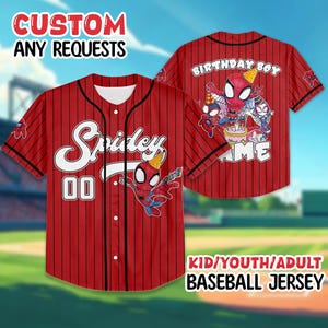 Personalized Spidey and Friends Baseball Jersey, Custom Spider-Man Birthday Gift