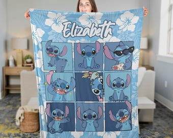 Custom Stitch Blanket, Christmas stich , Disney Blanket, Custom Name Blanket, Disney Trip Blanket, Birthday Gift, Christmas, Stitch Blanket
