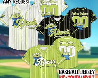 Camiseta de béisbol personalizada de Aliens Disney Toy Story, Woody Buzz Lightyear Lilypad Woody Buzz Lightyear Jessie Toy Story Baseball Team