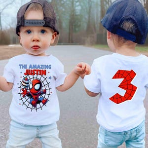 Custom Spider Themed Birthday Shirt For Kids, Personalized Age Superhero Party, Spidey Birthday Boy, Spidey Bday Shirt, Avengers Spider Boy