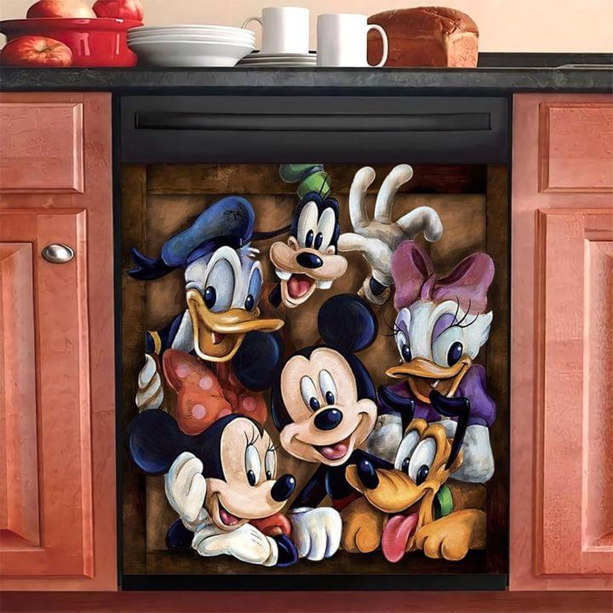 Mickey Minni Plut0 D0nald Duck Merry Christmas Xmas Gift Dishwasher Cover