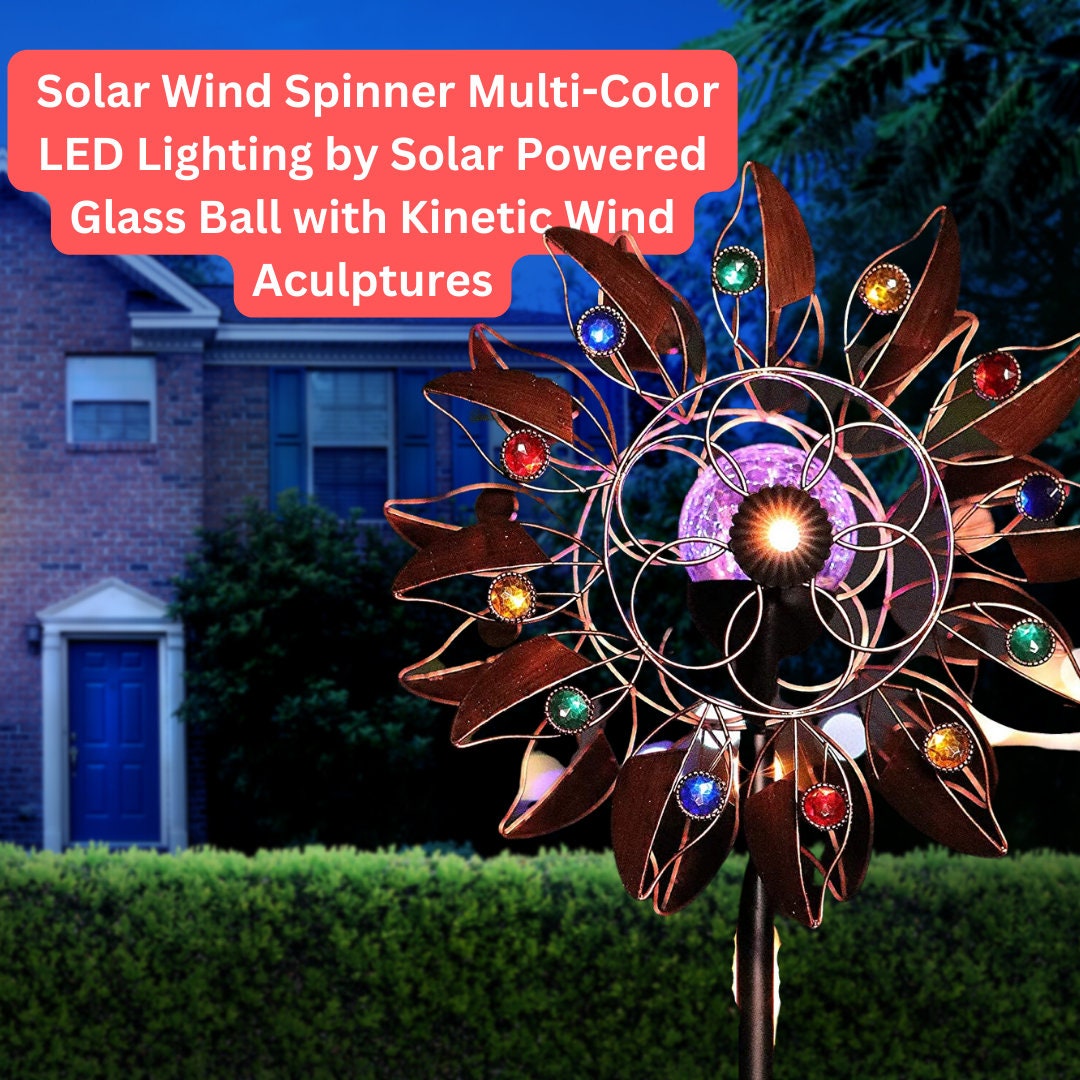 Solar Wind Spinner Solar Powered Glass Ball Wind Etsy