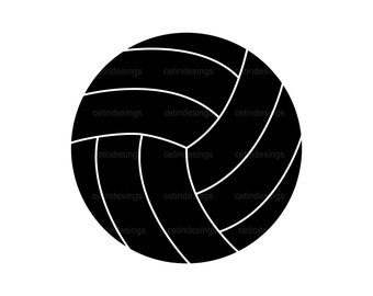 May include: A black and white volleyball graphic. The ball is segmented into panels with white lines. The word "cetindesings" is repeated across the image.