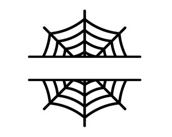 Puede incluir: Ilustración en blanco y negro de línea de arte de una telaraña dividida por la mitad con un espacio en blanco en el medio. La telaraña es un diseño tradicional con ocho puntos y un centro.