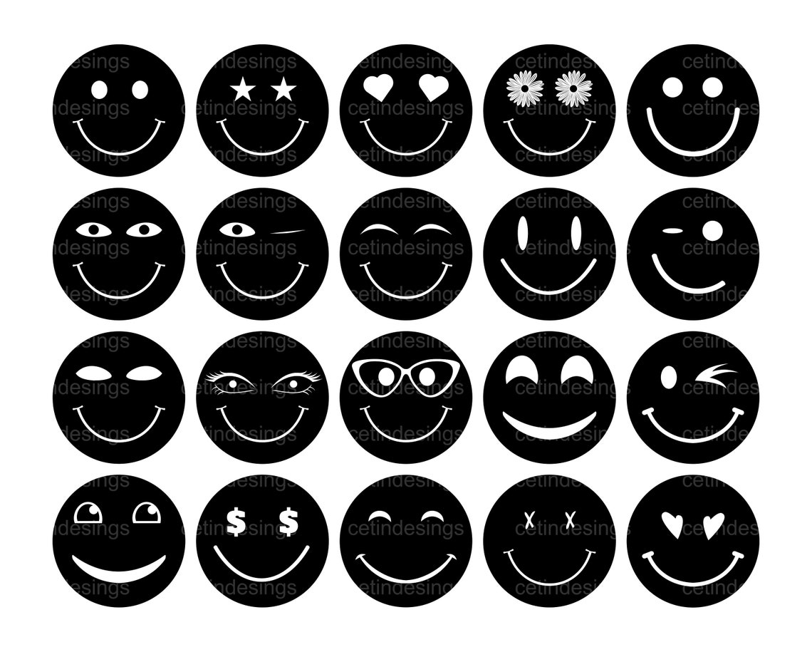 Smiley Face SVG Bundle Happy Face Svg Emoji Svg Smiley Face - Etsy UK