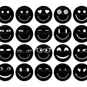 Smiley Face SVG Bundle Happy Face Svg Emoji Svg Smiley Face Clipart ...