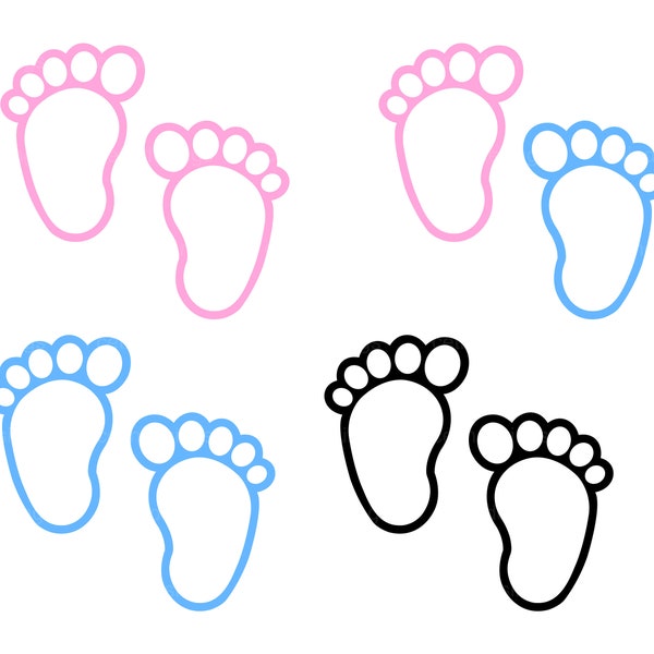 Baby Feet SVG Footprint cut file Cute footprints Baby shower Gender Reveal Boy Girl Pregnant Newborn Silhouette Cricut Vinyl Laser Engraving