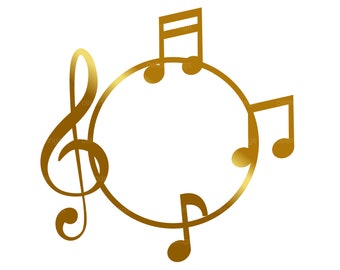 Gold Music Monogram Svg | Music Name Frame |  Music Monogram Cut File | Music Name Frame Sublimation Designs