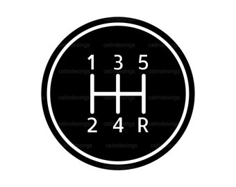 5 Speed Manual Transmission Svg And Png Cut File - 1, 2, 3, 4, 5,   R - Digital SVG