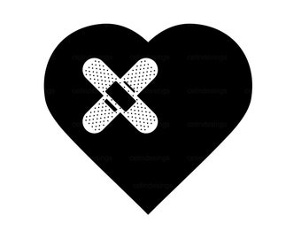 Vendaje Corazón Svg / Corazón Bandaid Svg / Cricut Cut File, Png / Hearth Yeso Primeros Auxilios Silueta