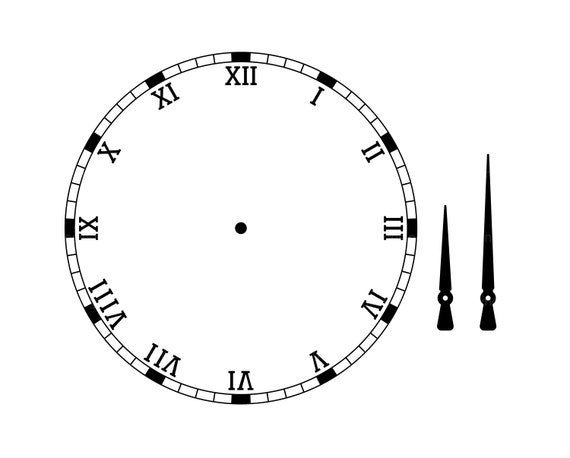 Clock Face Svg - Clock Svg - Clock Template - Roman Numerals Clock