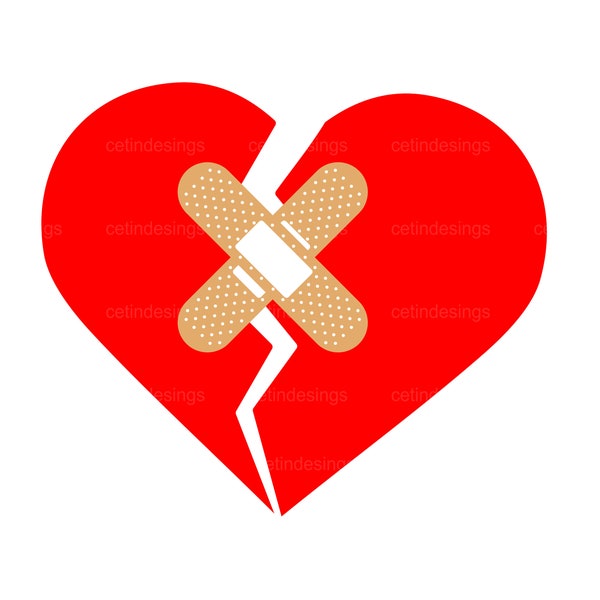 Broken Heart And BandAid Layered Svg, Png, Cut File, Cricut File, Silhouette And Sublimation Designs