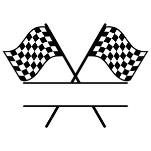 Racing Flag Split Name Frame Svg - Racing Flag Monogram Cut File - Racing Flag Png