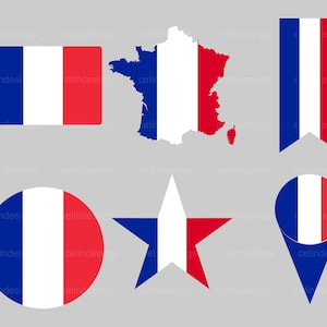 Francia Bandera SVG, Francés SVG Cricut Cut File, País Nación Silueta Esquema Atlas, Scrapbook Clipart Vector Icon - eps ai png jpg pdf
