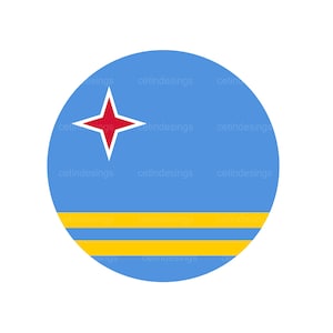 Aruba Flag Svg | Aruba Layered Flag Cut File | Circle Aruba Flag Png Sublimation Designs