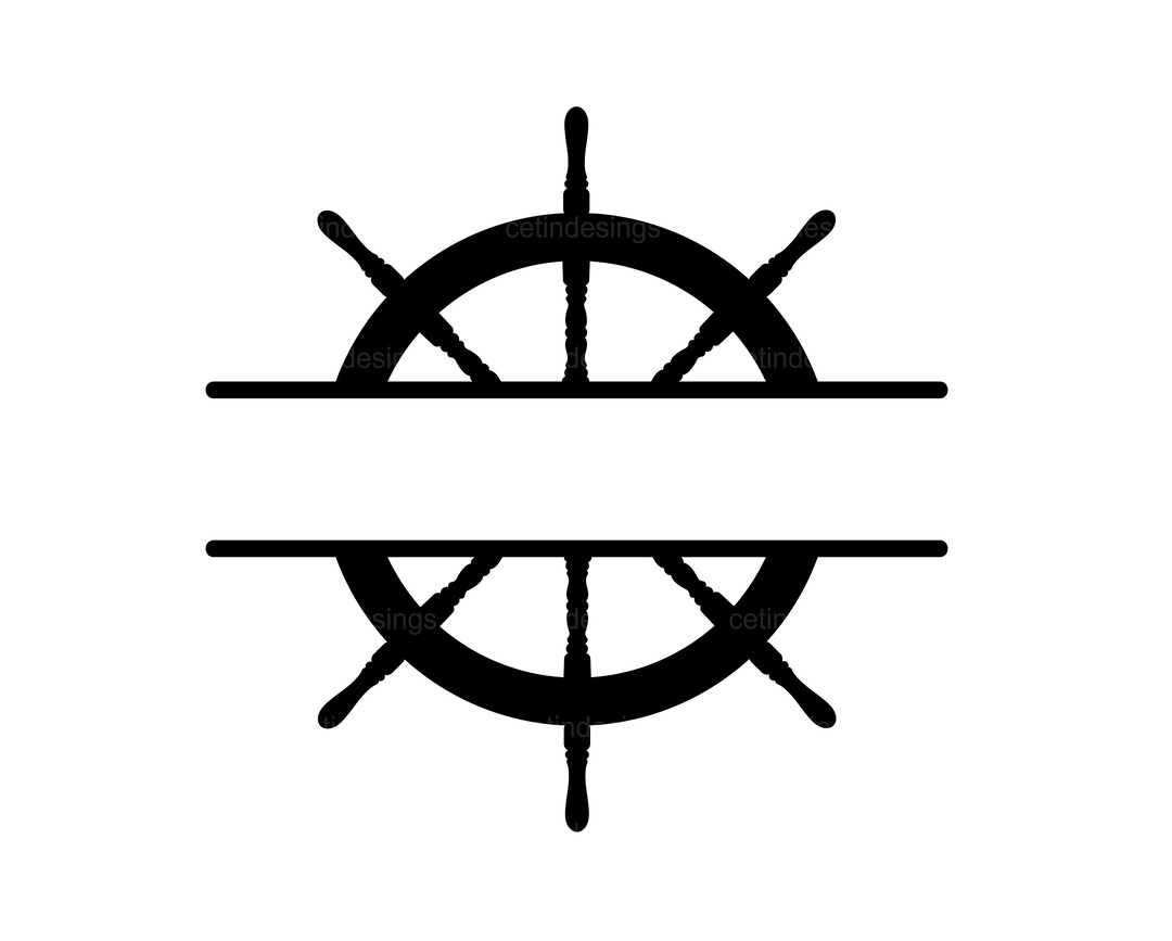 Ship Steering Wheel Split Monogram Svg, Steering Wheel Name Frame Png