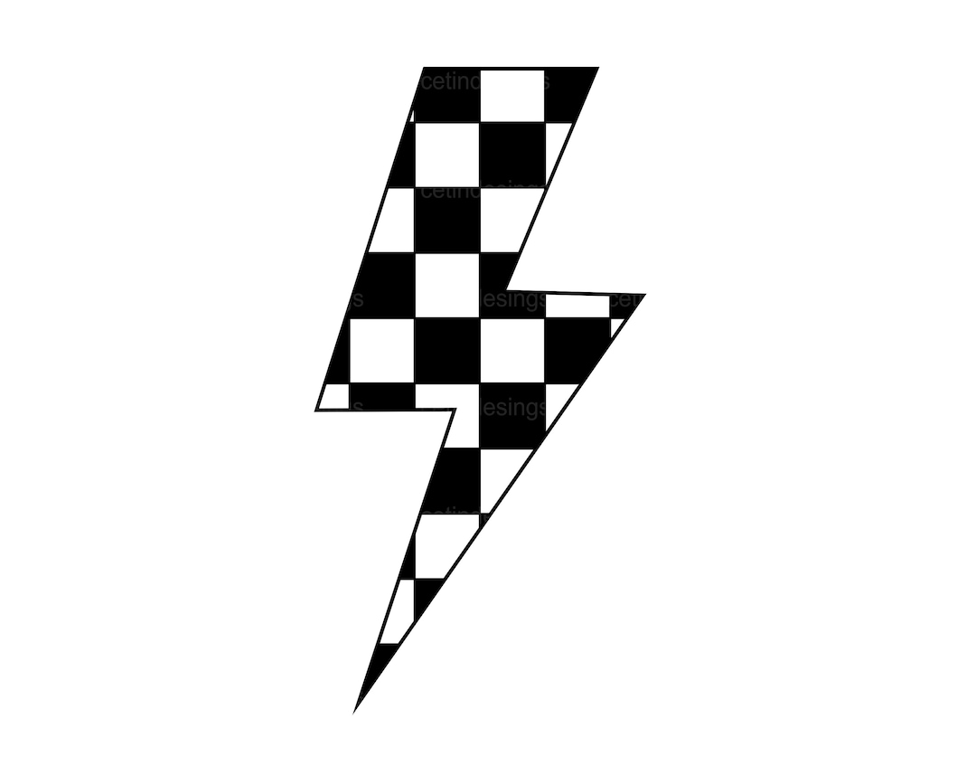Checkered Lightning Bolt Svg Checkered Lightning Bolt Cut File