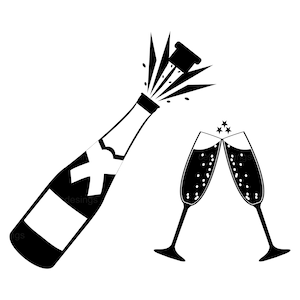 Champagne SVG - Champagne and Glass PNG - Champagne Clip Art Vector - Champagne Clipart Champagne Cricut Champagne Cut File
