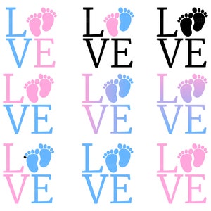 Baby Foot Print Love SVG, Pink And Blue Love Footprint Svg, Baby Girl Svg, Baby Boy Svg, footprints svg, baby shower svg, baby feet svg